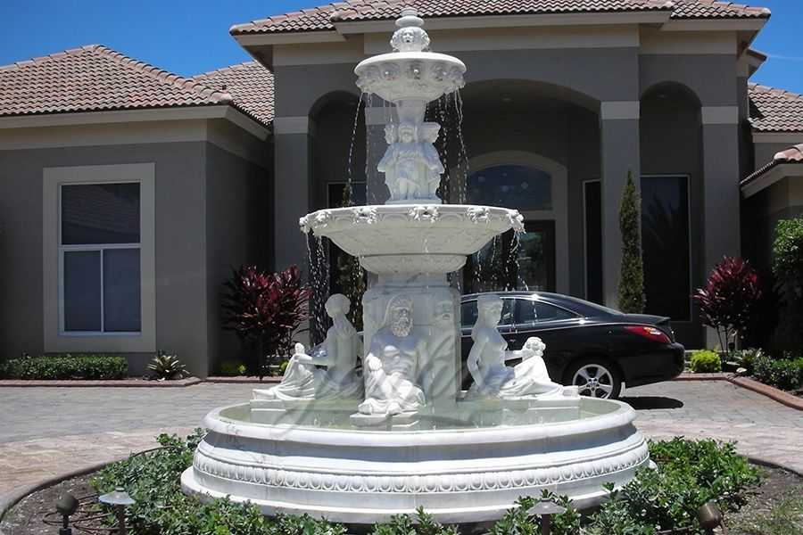 Greek-Statue-Hand-Carved-Stone-Garden-Fountain for hotel in front of house
