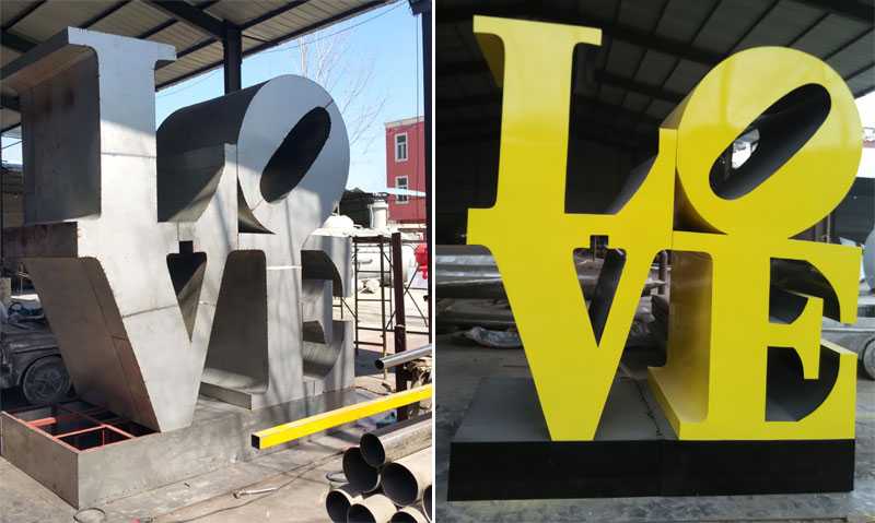 modern metal art sculpture LOVE design