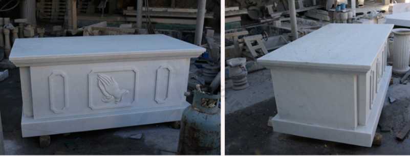 white marble altar details