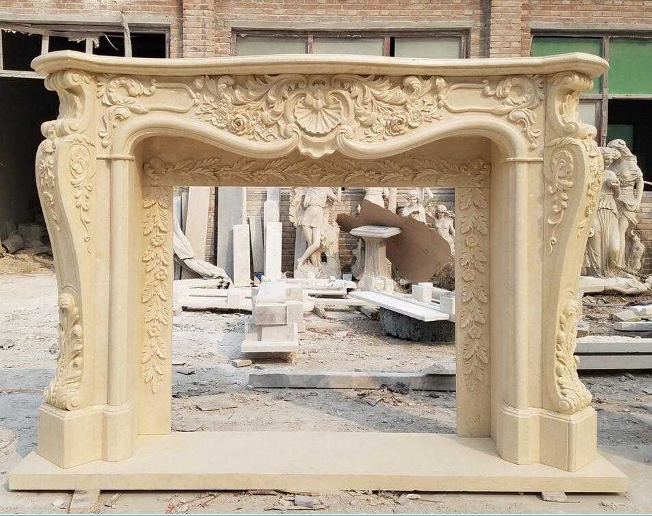 toezicht houden op Brullen In zicht Beige Marble Fireplace Mantels for US Clients- You Fine Sculpture