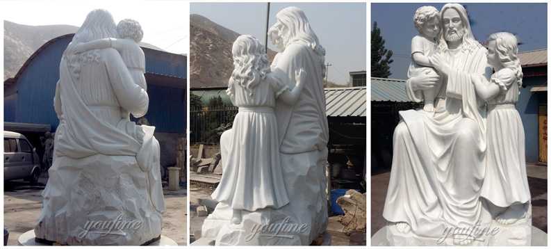 Jesus hold children sculptures 