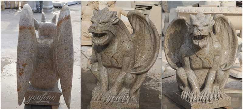 Outdoor garden decor yellow granite stone gargoyles statues