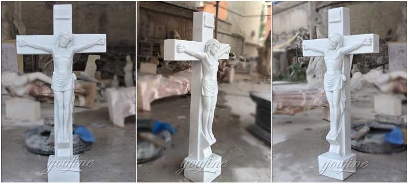 Religious marble Jesus suffered with the cross sculpture made for Carlos