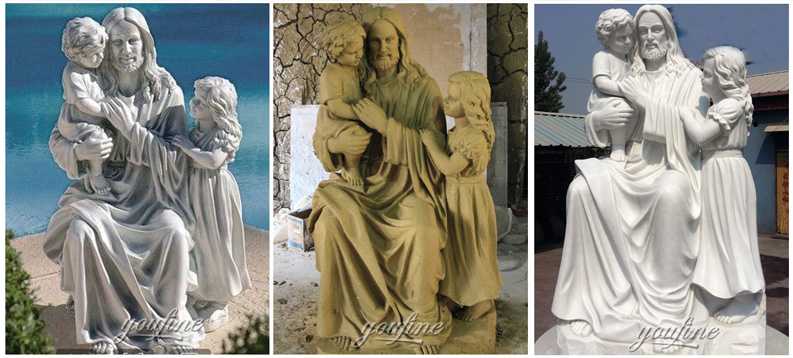 Jesus hold children sculptures 