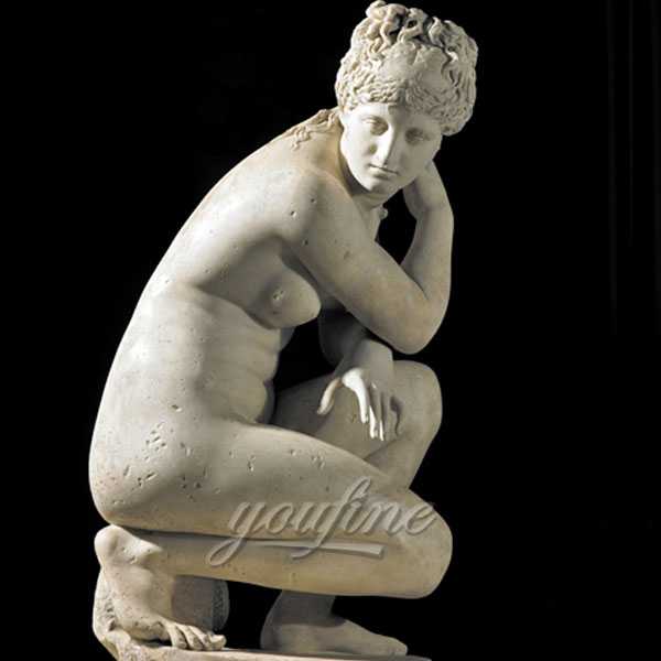 Life size marble carving Crouching Venus for home decor