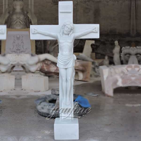 Religious marble Jesus suffered with the cross sculpture made for Carlos