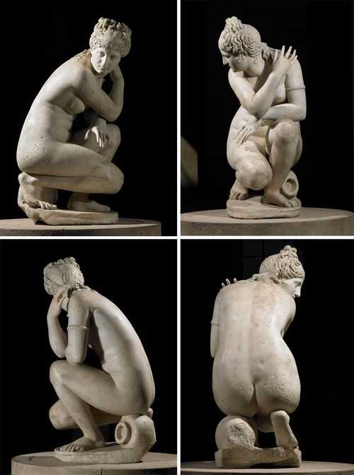 Life size marble carving Crouching Venus for home decor
