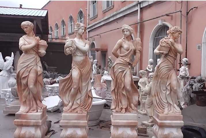 600-400-Outdoor Hand Carved Marble Four Season StatuesSculptures For Garden Decor