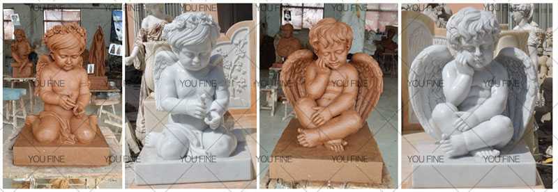 White Marble Four Seasons Cherub Set Of Four Statues For Garden Decor