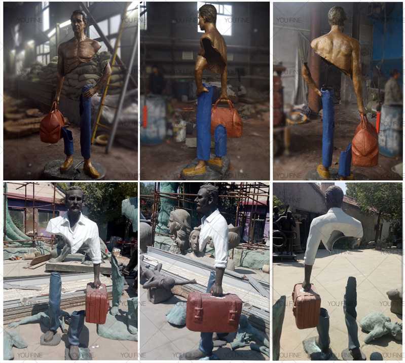 Bruno catalano Bronze Traveler Sculptue In Park