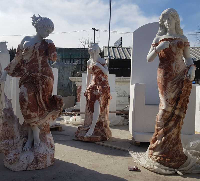 Factory supply multi colored marble woman garden statues design