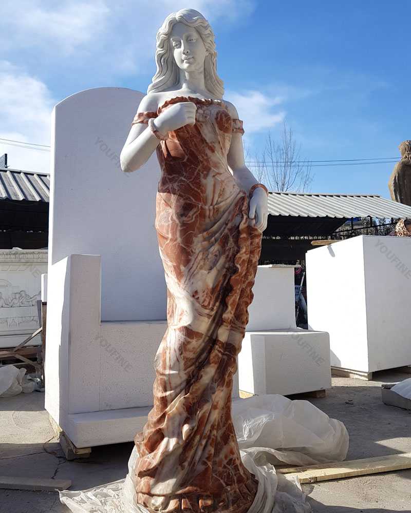 Outdoor life size marble stone beautiful standing woman sculptures in stock design