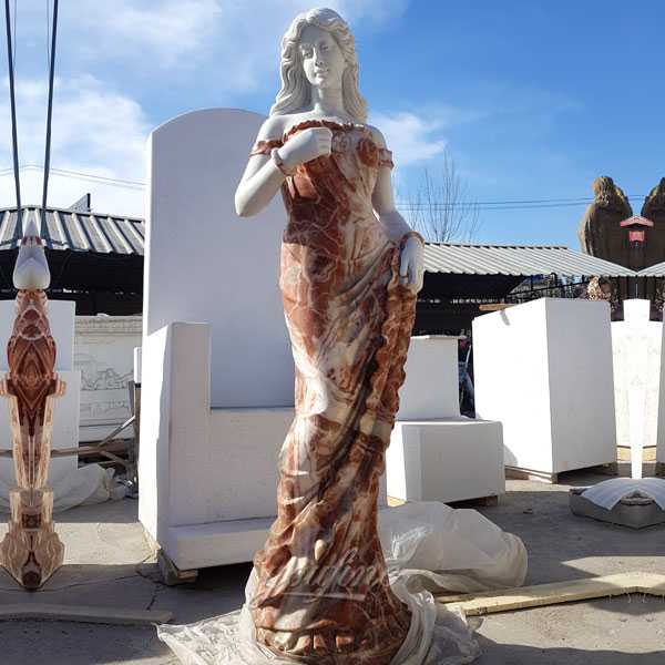 Outdoor life size marble stone beautiful standing woman sculptures in stock designs