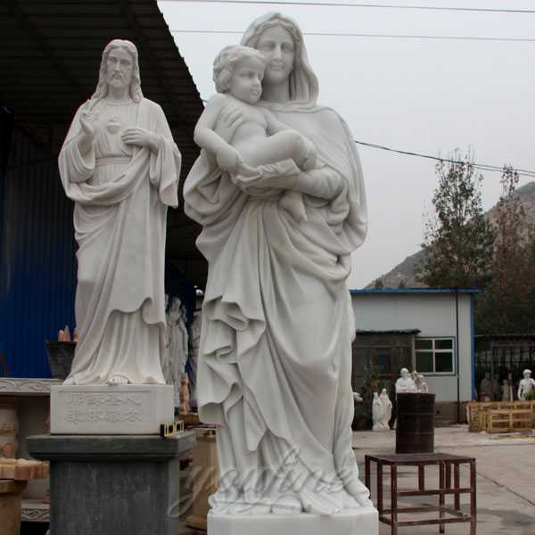 Outside religious mary and baby jesus marble sculptures for sale