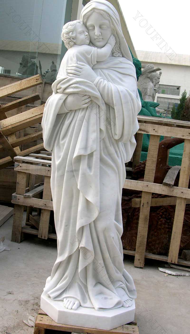 Religious art mother mary and baby jesus sculptures for garden designs