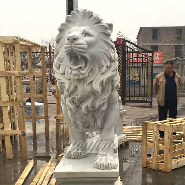 Western stone marble large roaring lion statue for outdoor