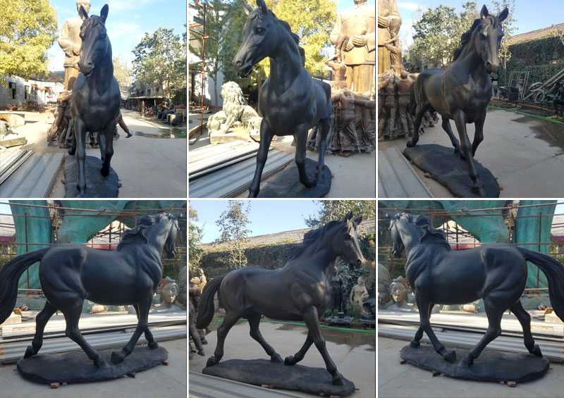 black horse statues