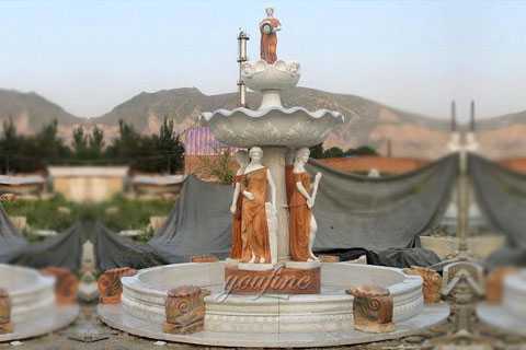 outdoor large marble fountain with angel statues for garden decor