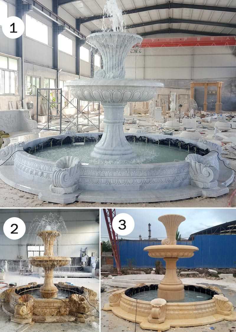 Outdoor 2 tiers white marble garden water fountain