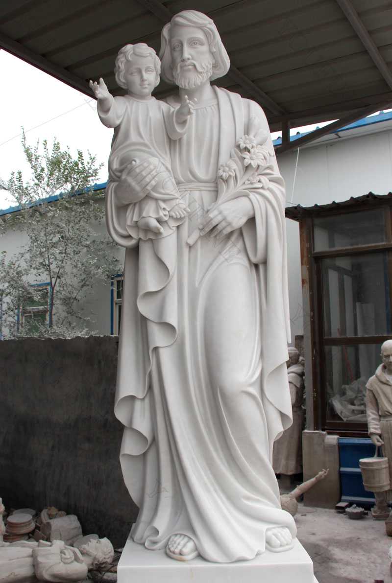 Famous Large Catholic Church Statues Prayer of Saint Joseph With Baby Jesus for Outdoor Decor & Church for Sales