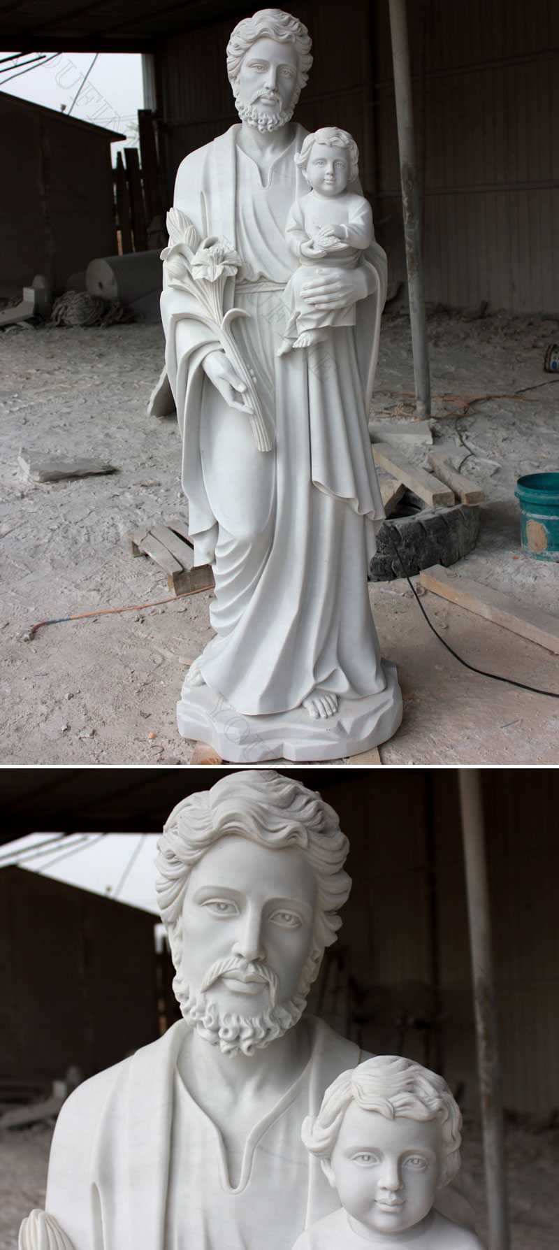 Famous Life Size Catholic White Marble Statues the Father of Jesus Saint Joseph Statue for Sale