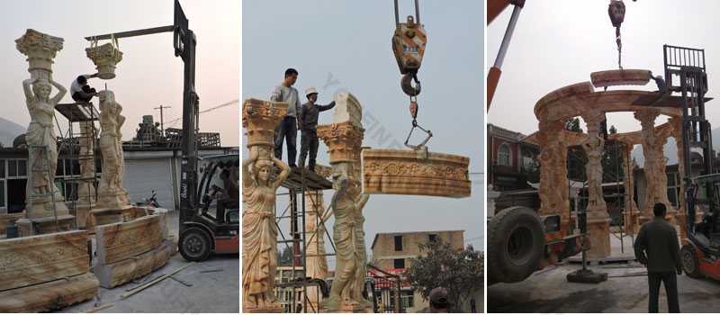 Trial installation of the marble pavilion