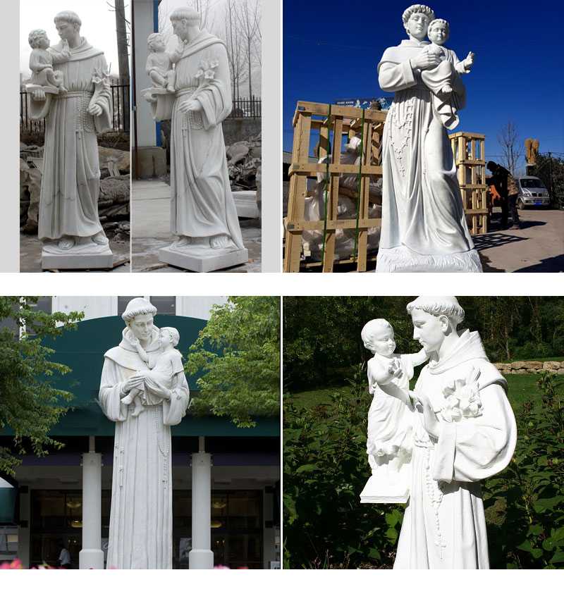 catholic manufacturer direct supply custom made catholic statues of Saint Anthony of padua with infant jesus marble statue designs
