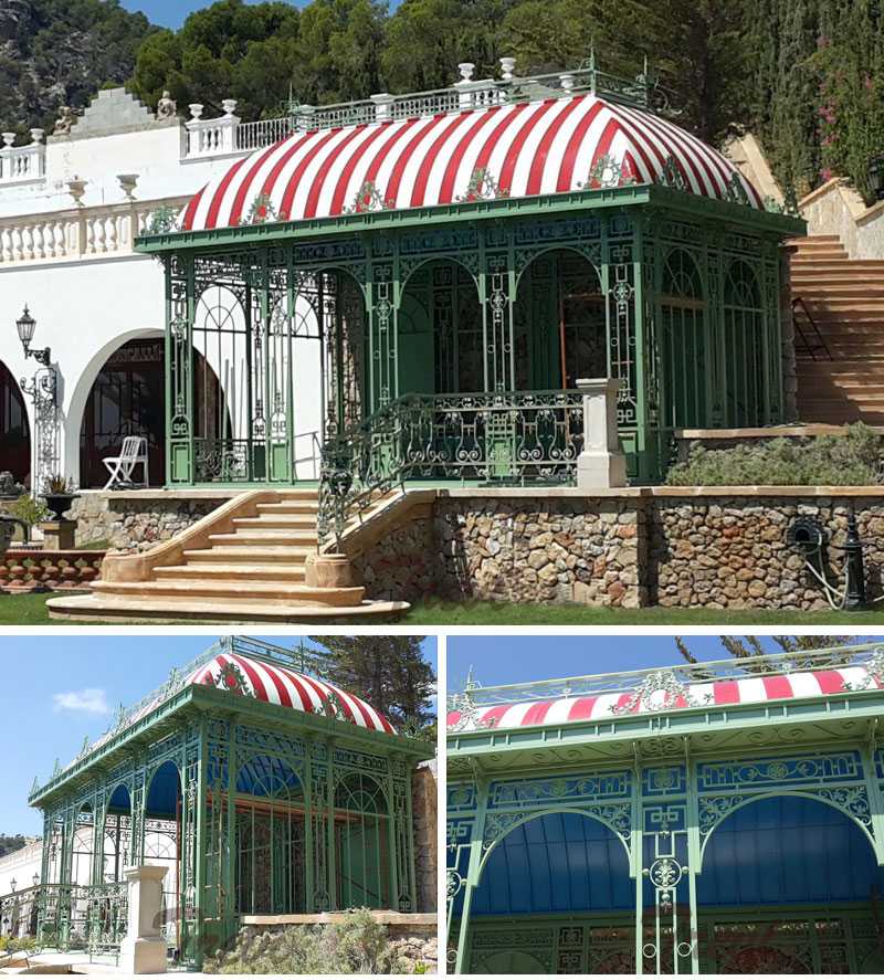 cheap metal greenhouse outdoor wrought iron gazebo designs for backyard for sale