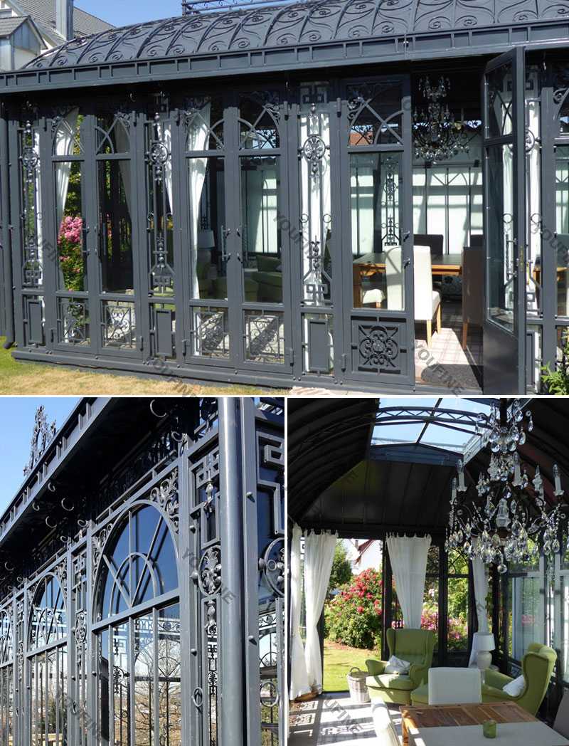 outdoor large cheap metal wrought iron gazebo for backyard for sale