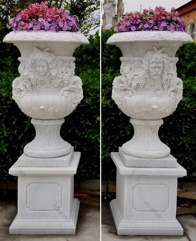 2018 High Quality White Marble Planters with Figures for Garden Decor on Sale