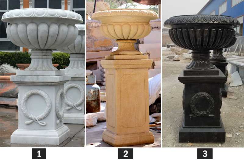Cheap Marble Outdoor Flower Pot On Stock For Garden Decor For Sale