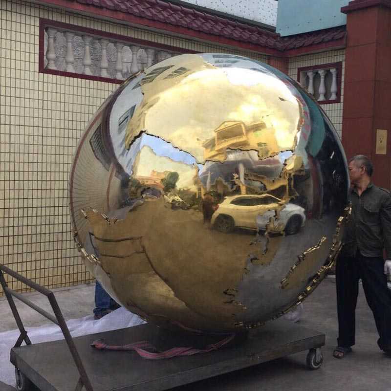 Contemporary high polished mirror custom made metal globe sculptures