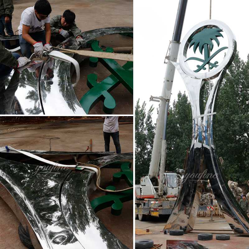 High polished mirror metal art sculpture Saudi Arabia sculpture designs for roundabouts decoration