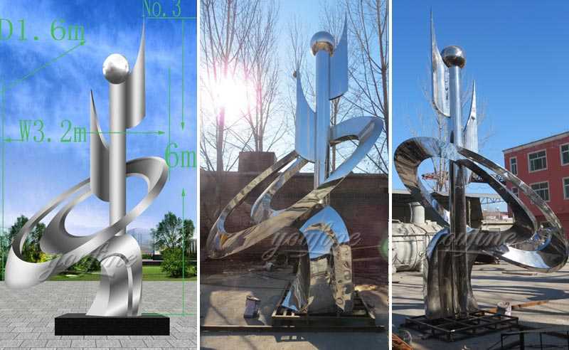 High polished mirror outdoor large modern metal sculptures for our Saudi Arabia customer