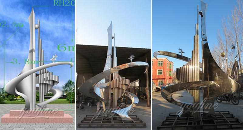 Large modern high quality mirror high polished abstract metal art outdoor stainless steel sculptures for sale