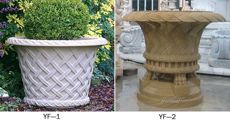 buy modern garden pots and planters white marble flower pot with flowers for sales