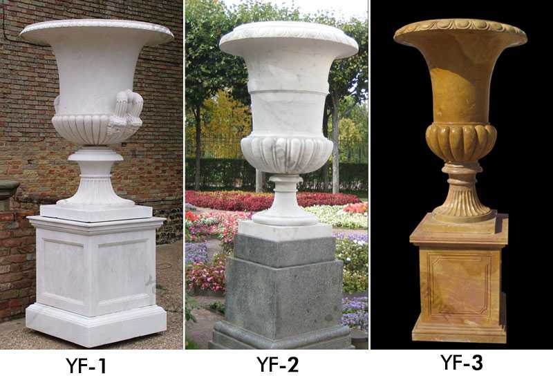factory direct supply outside tall patio white marble planter for sales for garden decor on stock