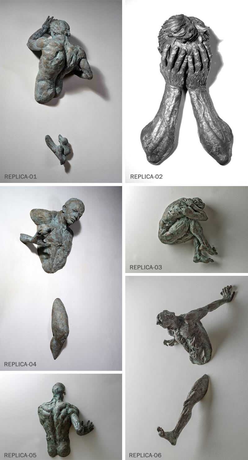 Bronze Sculptures Emerging in Walls