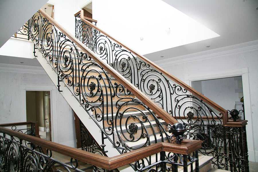 Decorative wrought iron balustrades gallery landing interior metal stair railing wholesale on discount for sale--IOK-164