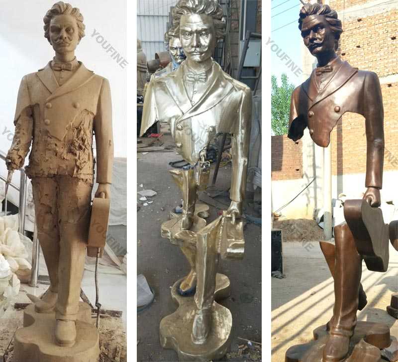 The Beautifully Imperfect Bronze Sculptures With Guitar Replica Of Bruno Catalano For Sales
