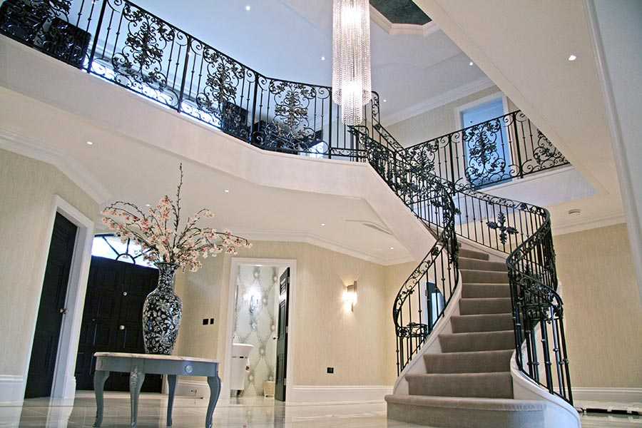 Wholesale decorative wrought iron bespoke staircases designs for indoor stair for sale--IOK-160