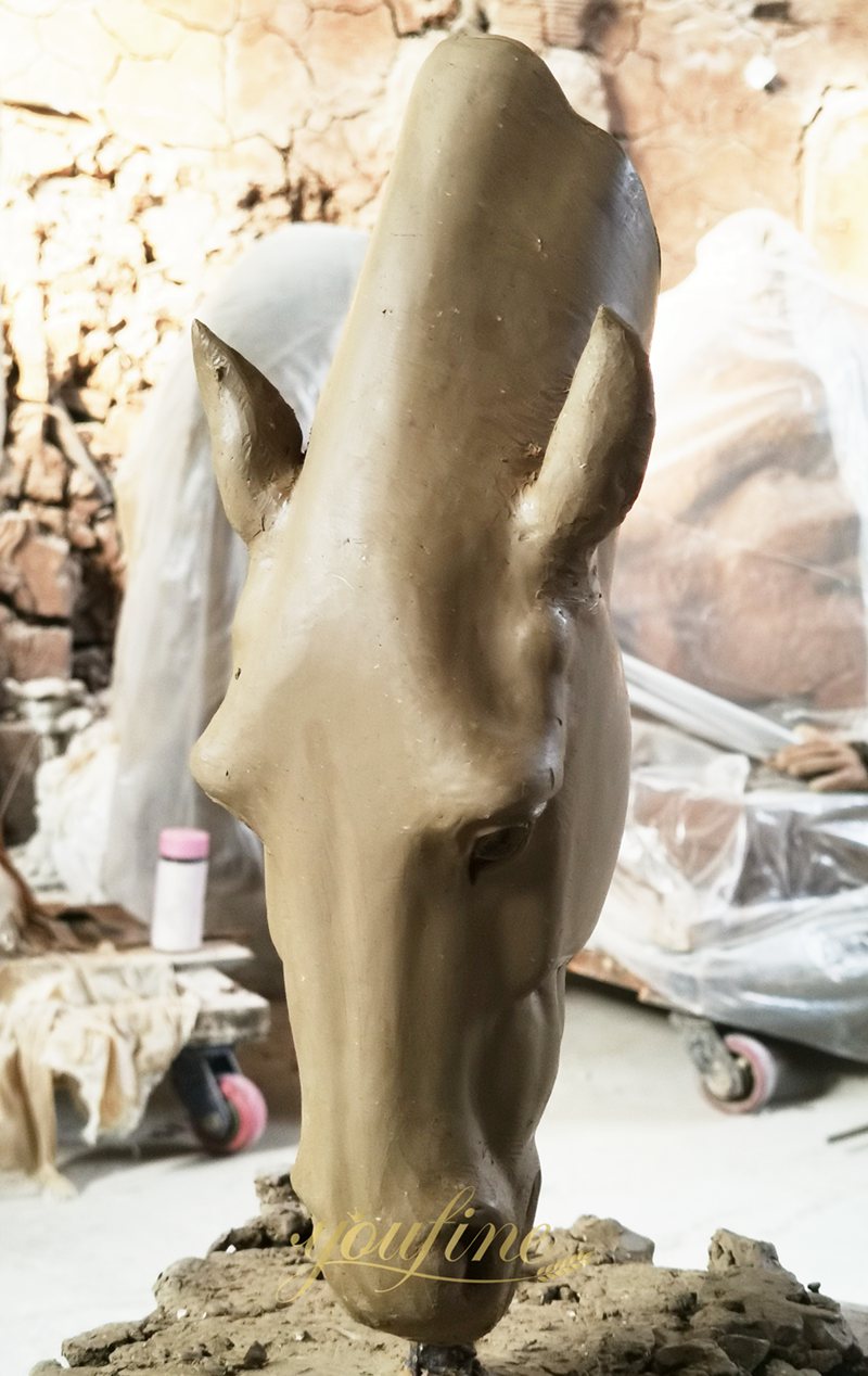 horse head statue clay model