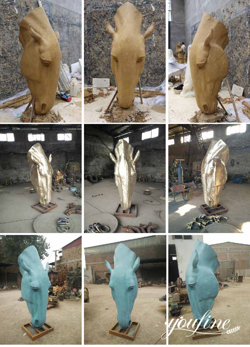 large horse head statue