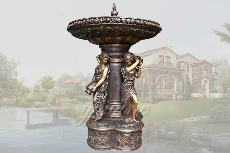 Superb large garden elegant lady bronze statues fountain for sale