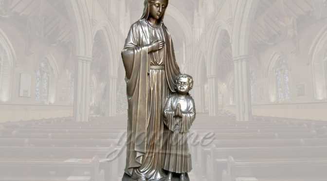 Classical Life Size Religious Bronze Mary and Baby Jesus Statue for Church BRBC-01