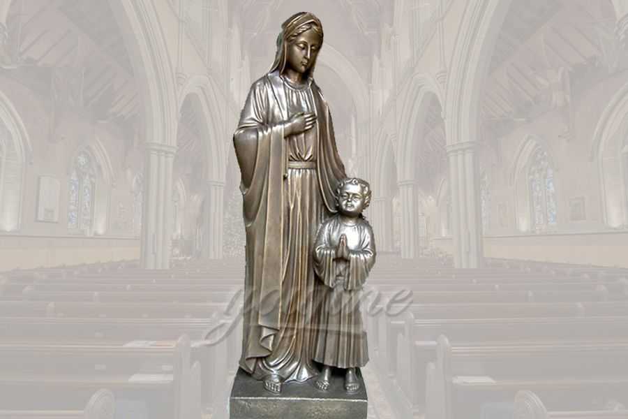 Classical Life Size Religious Bronze Mary and Baby Jesus Statue for Church BRBC-01