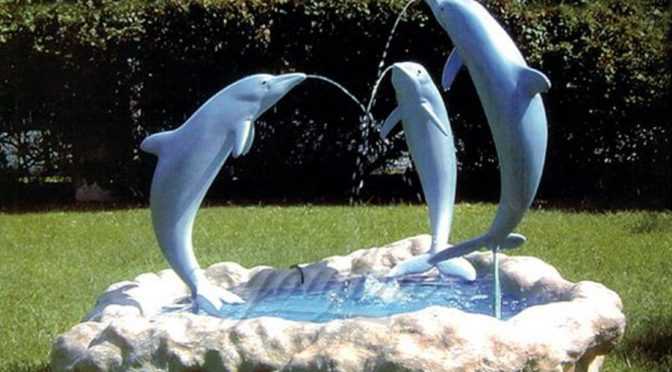 Alive garden modern bronze dolphins fountain for outdoor