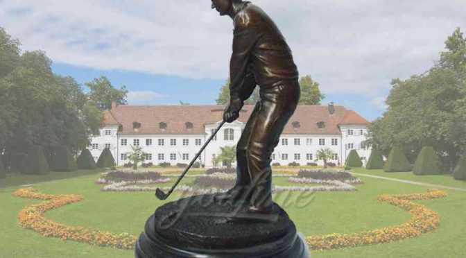Leisurely life size outdoor bronze golf garden statue