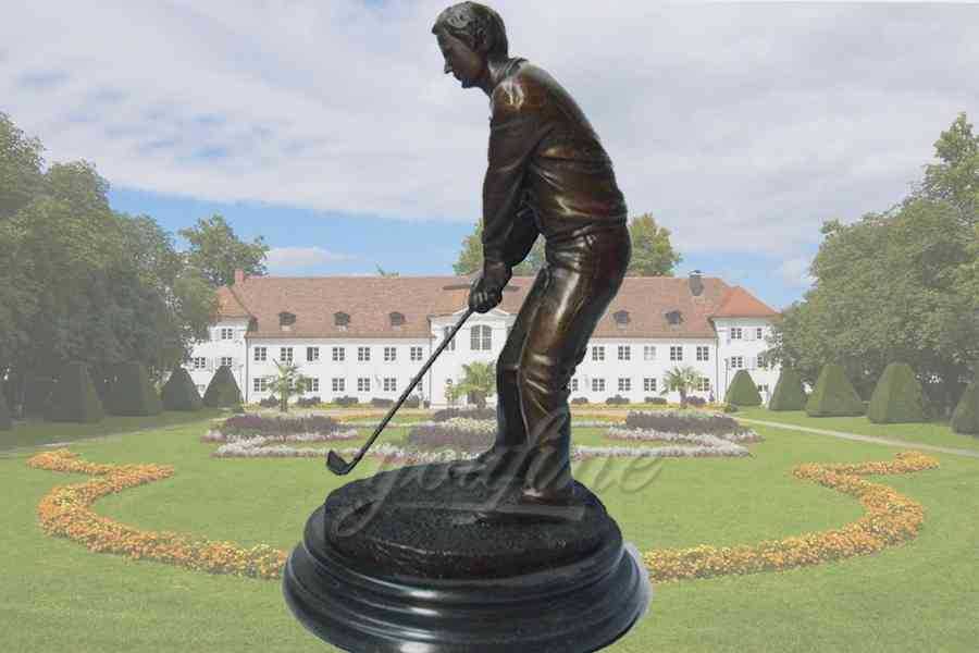 Leisurely life size outdoor bronze golf garden statue