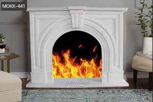 Indoor Victorian white marble fireplace frame